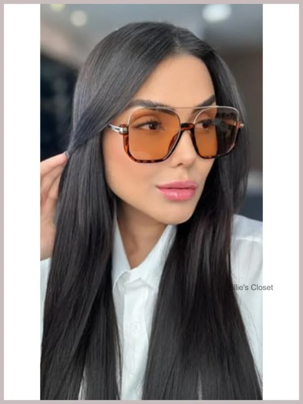 Oversized Square Semi-Rimless Aviator Sunglasses UV400 TAC Lenses